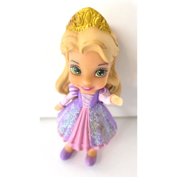 Disney Princess Cute Mini Poseable Miniature 3.5" Toddler Doll Tangled RAPUNZEL - Picture 1 of 3
